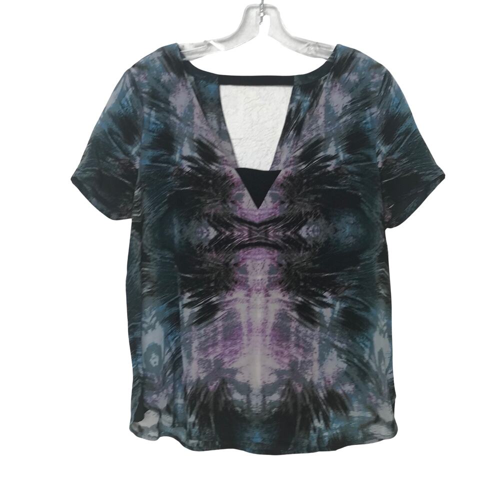 Tart Thelma Short Sleeve Print Silk Blouse Black
